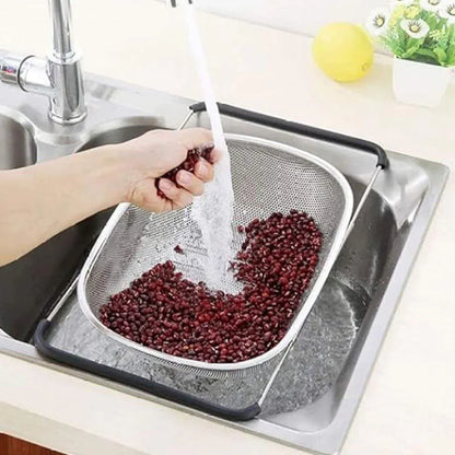 Stainless Steel Telescopic Sink Basket Multi Purpose Fruit Vegetable Strainer V528-FRUIT-BASKET-824570