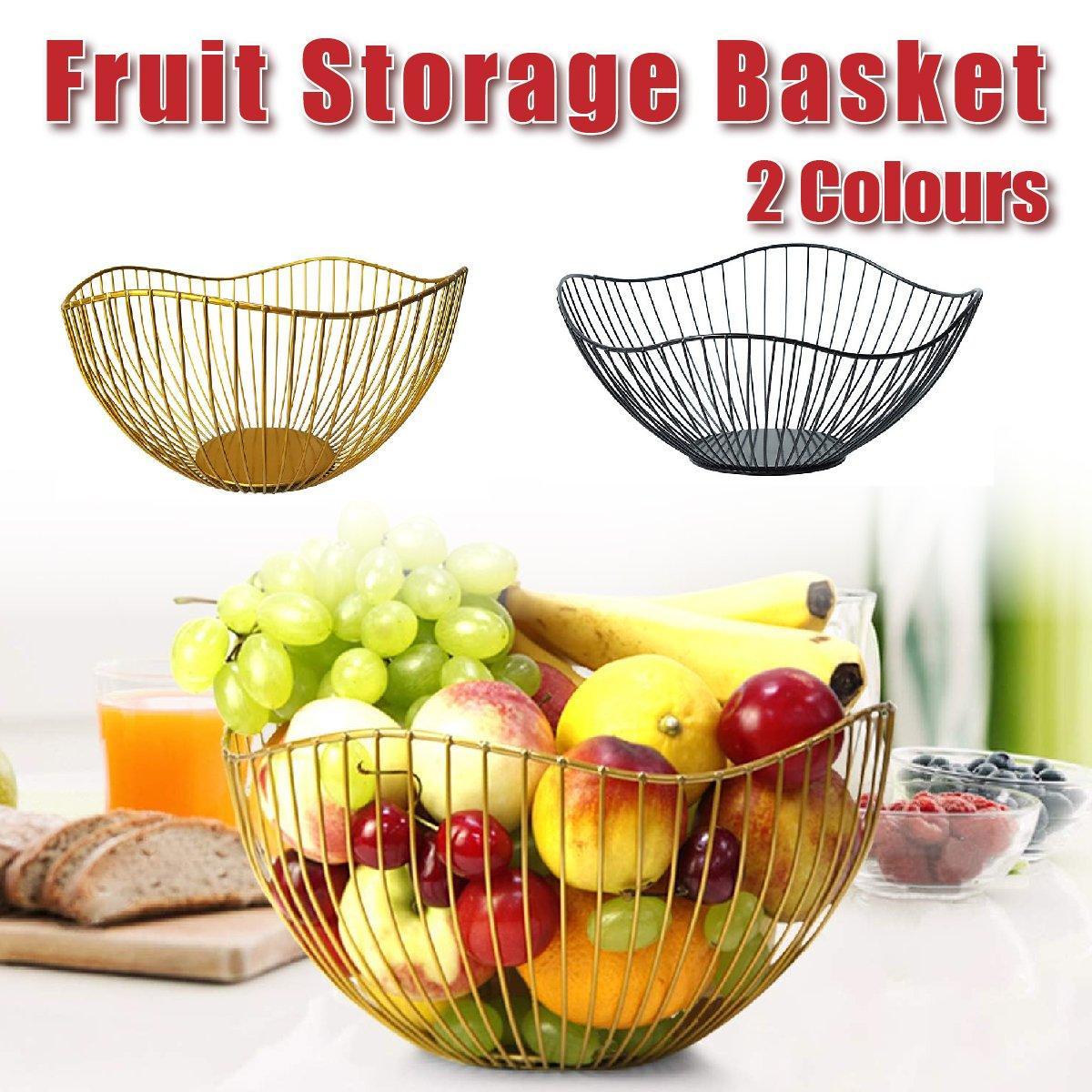 Large Iron Fruit Storage Basket Home Decor Snack Candy Plate Living Room Basket - Black V528-FRUIT-BASKET-BLACK-199667