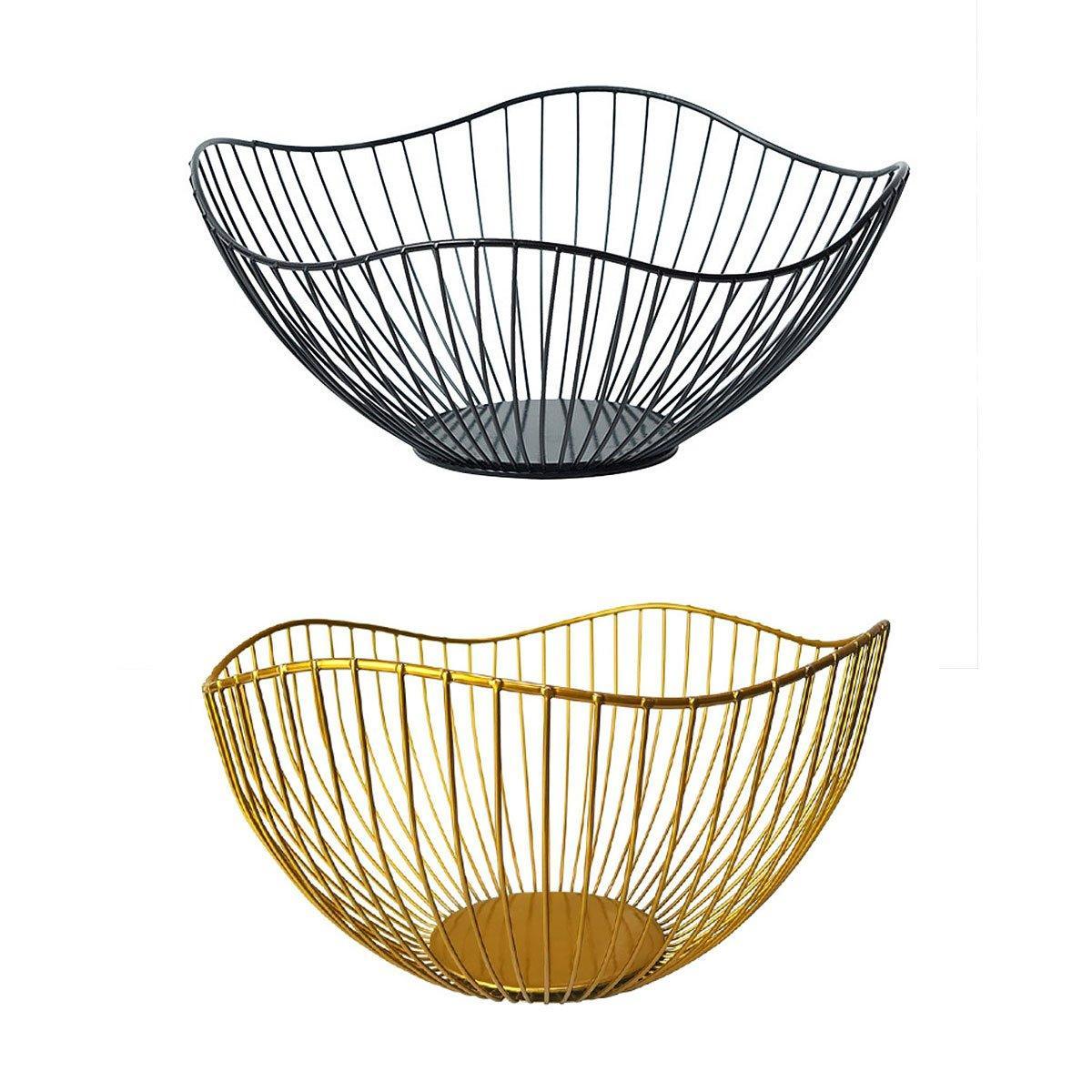 Large Iron Fruit Storage Basket Home Decor Snack Candy Plate Living Room Basket - Black V528-FRUIT-BASKET-BLACK-199667