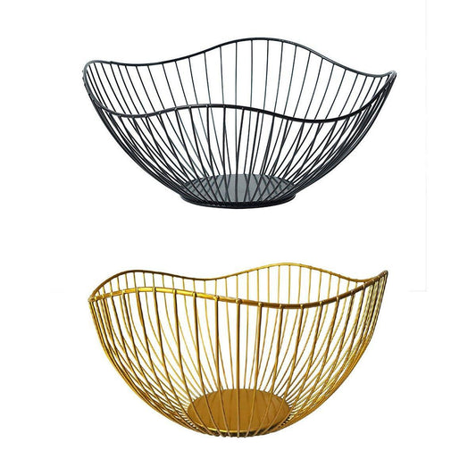 Large Iron Fruit Storage Basket Home Decor Snack Candy Plate Living Room Basket - Black V528-FRUIT-BASKET-BLACK-199667