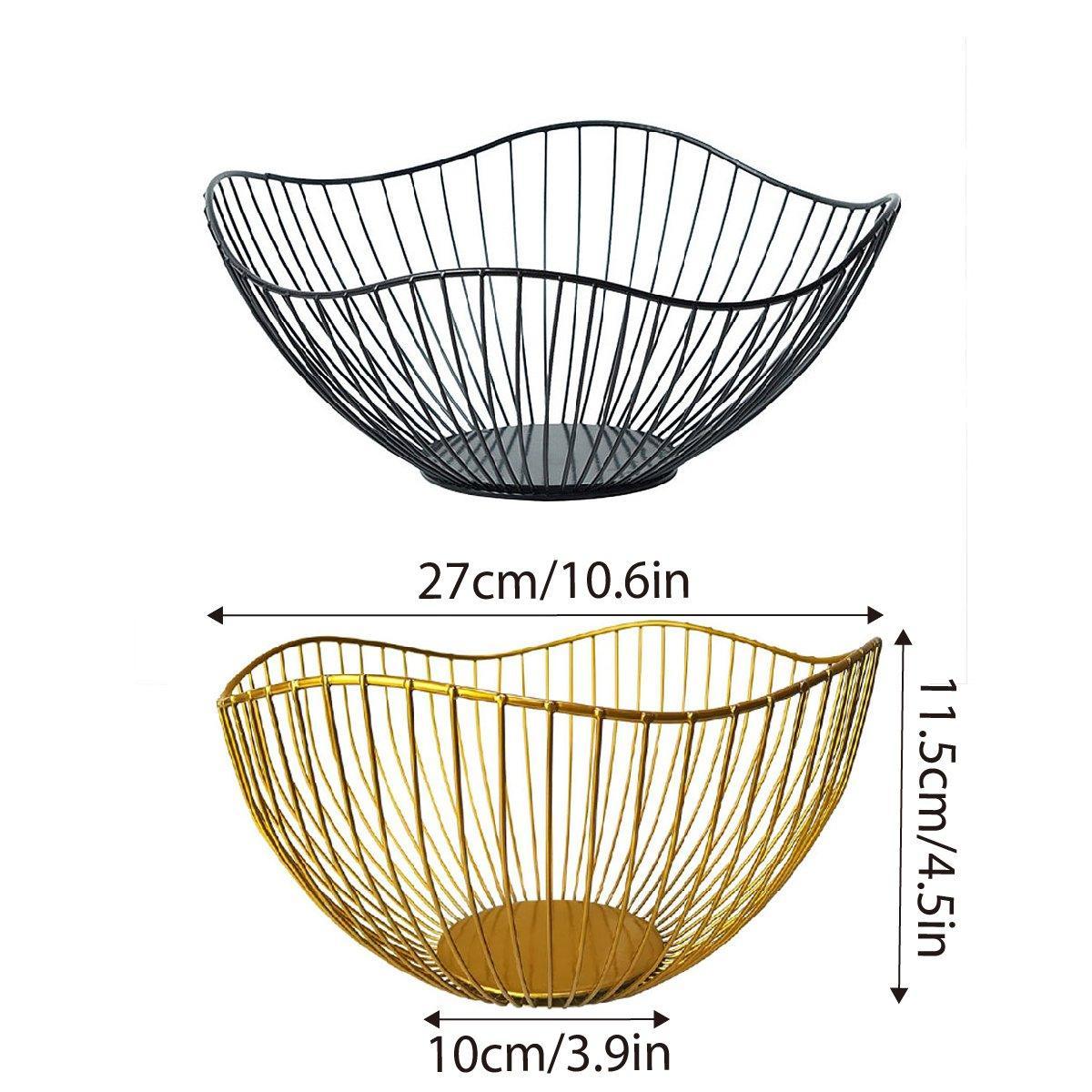 Large Iron Fruit Storage Basket Home Decor Snack Candy Plate Living Room Basket - Black V528-FRUIT-BASKET-BLACK-199667