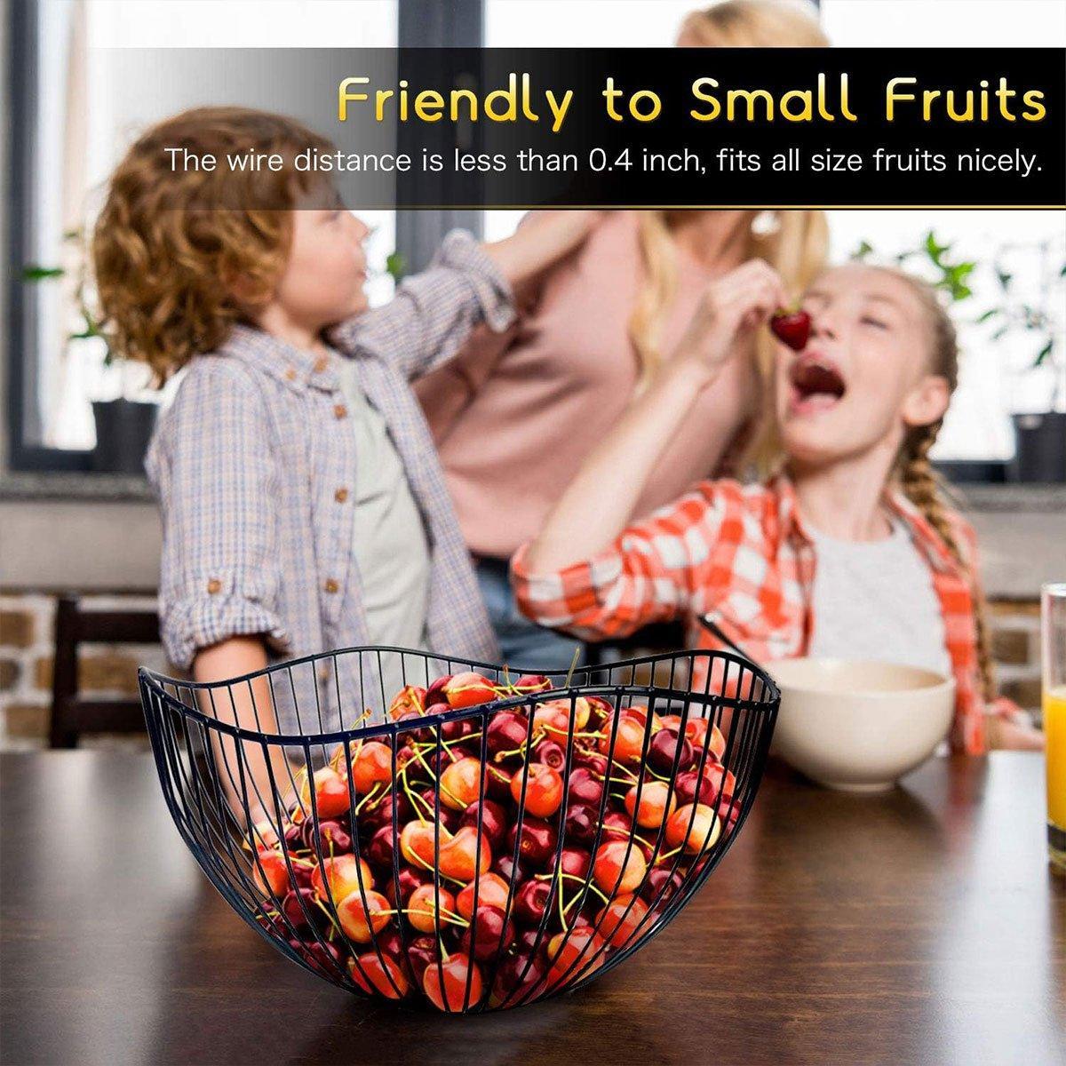 Large Iron Fruit Storage Basket Home Decor Snack Candy Plate Living Room Basket - Black V528-FRUIT-BASKET-BLACK-199667