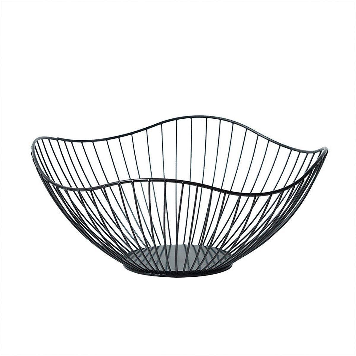Large Iron Fruit Storage Basket Home Decor Snack Candy Plate Living Room Basket - Black V528-FRUIT-BASKET-BLACK-199667