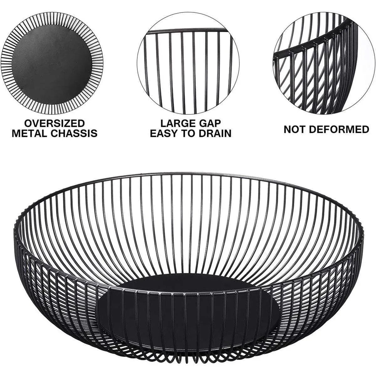 Multi Functional Wire Storage Basket Fruit Vegetable Holder for Kitchen Counter V528-FRUIT-BASKET-BLACK-973851