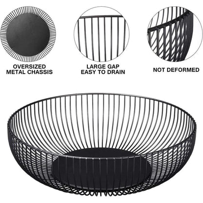 Multi Functional Wire Storage Basket Fruit Vegetable Holder for Kitchen Counter V528-FRUIT-BASKET-BLACK-973851