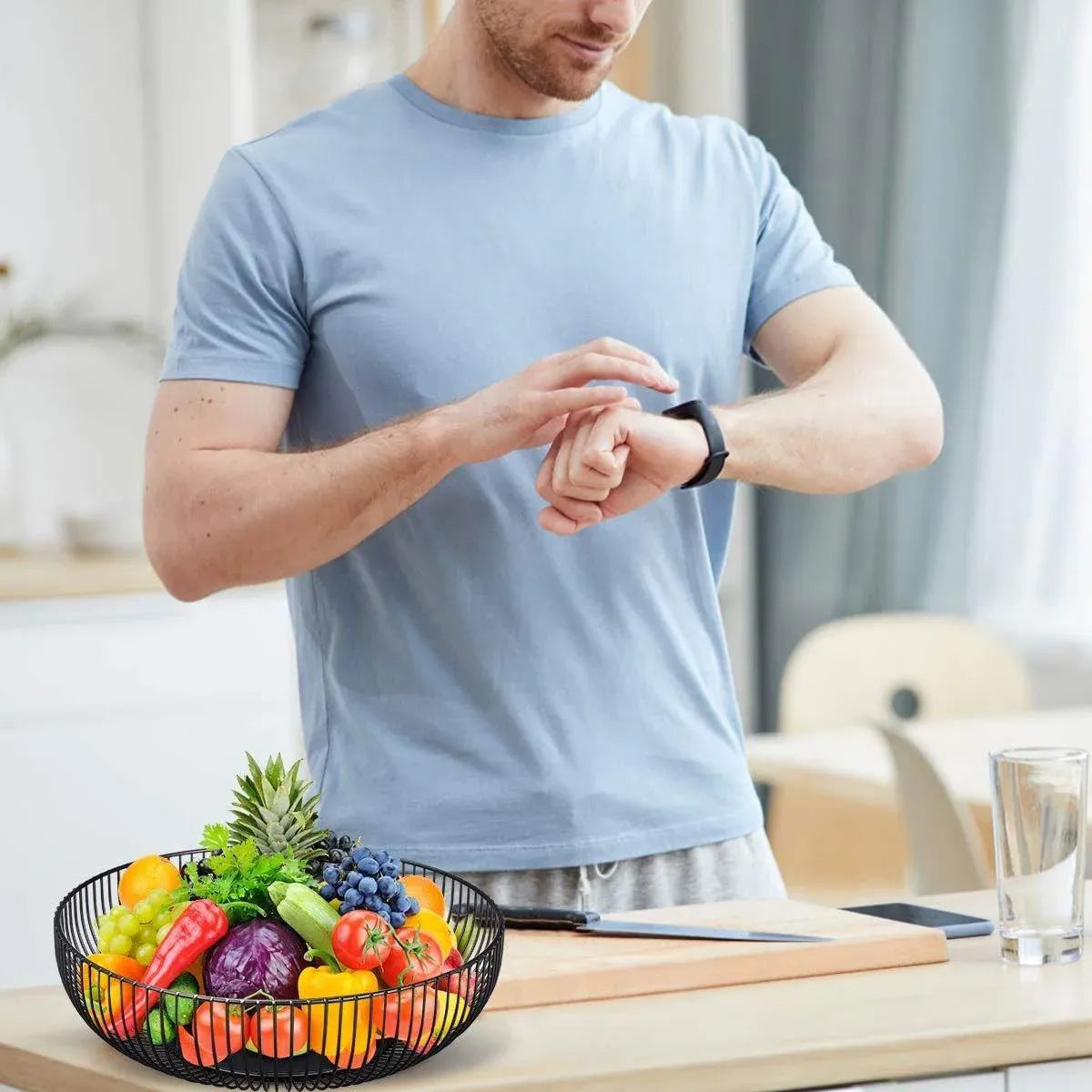 Multi Functional Wire Storage Basket Fruit Vegetable Holder for Kitchen Counter V528-FRUIT-BASKET-BLACK-973851