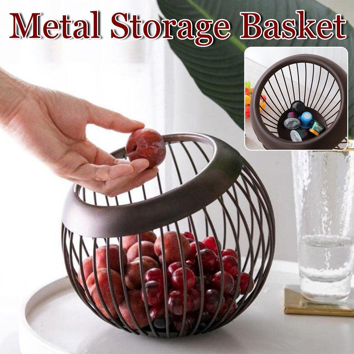 Creative Iron Melon Fruit Basket Capsule Holder Coffee Rack Dried Fruit Storage V528-FRUIT-BASKET-BROWN-199509