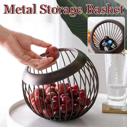 Creative Iron Melon Fruit Basket Capsule Holder Coffee Rack Dried Fruit Storage V528-FRUIT-BASKET-BROWN-199509