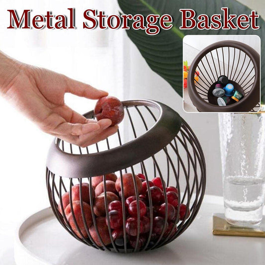 Creative Iron Melon Fruit Basket Capsule Holder Coffee Rack Dried Fruit Storage V528-FRUIT-BASKET-BROWN-199509