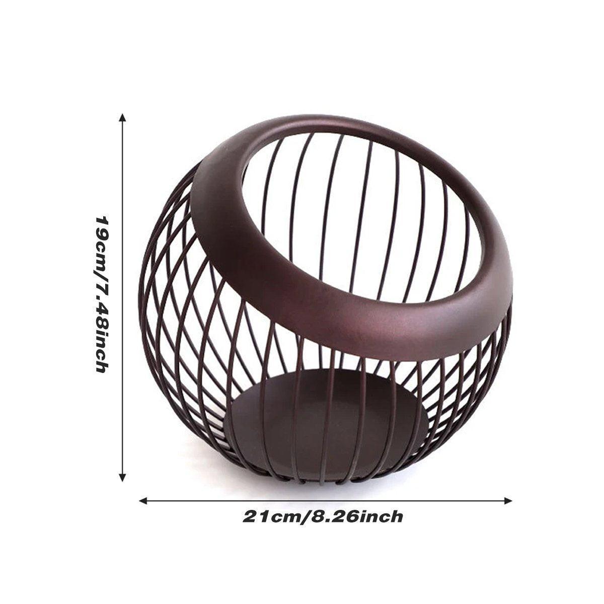 Creative Iron Melon Fruit Basket Capsule Holder Coffee Rack Dried Fruit Storage V528-FRUIT-BASKET-BROWN-199509