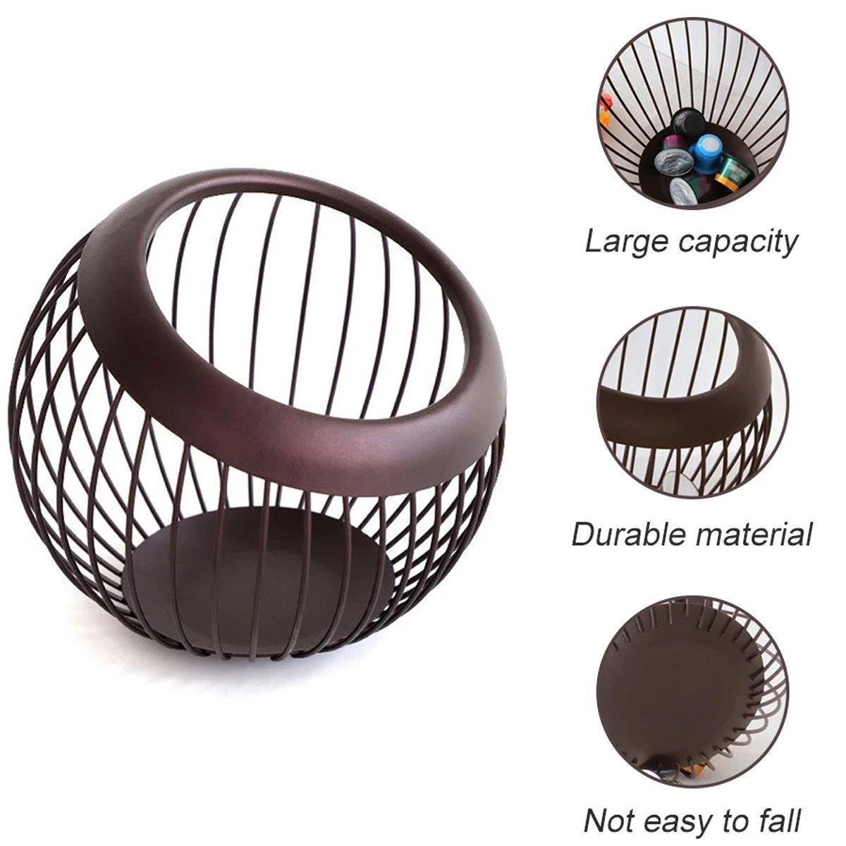 Creative Iron Melon Fruit Basket Capsule Holder Coffee Rack Dried Fruit Storage V528-FRUIT-BASKET-BROWN-199509