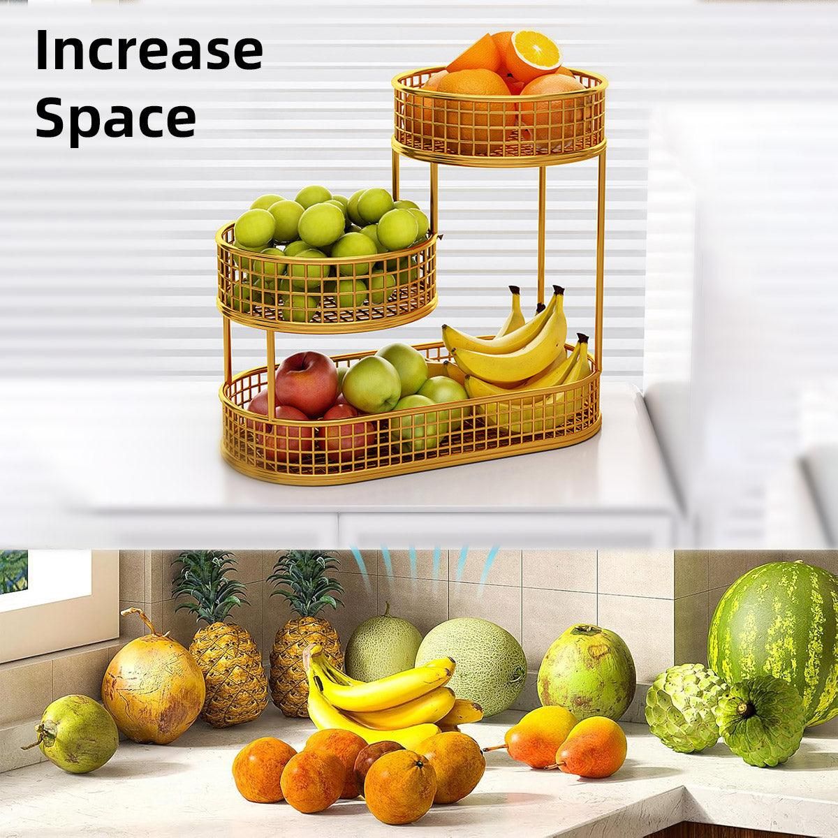 Luxury Multi-Layer Fruit Basket Snack Storage Rack Living Room Coffee Table - Gold V528-FRUIT-BASKET-GOLD-264564