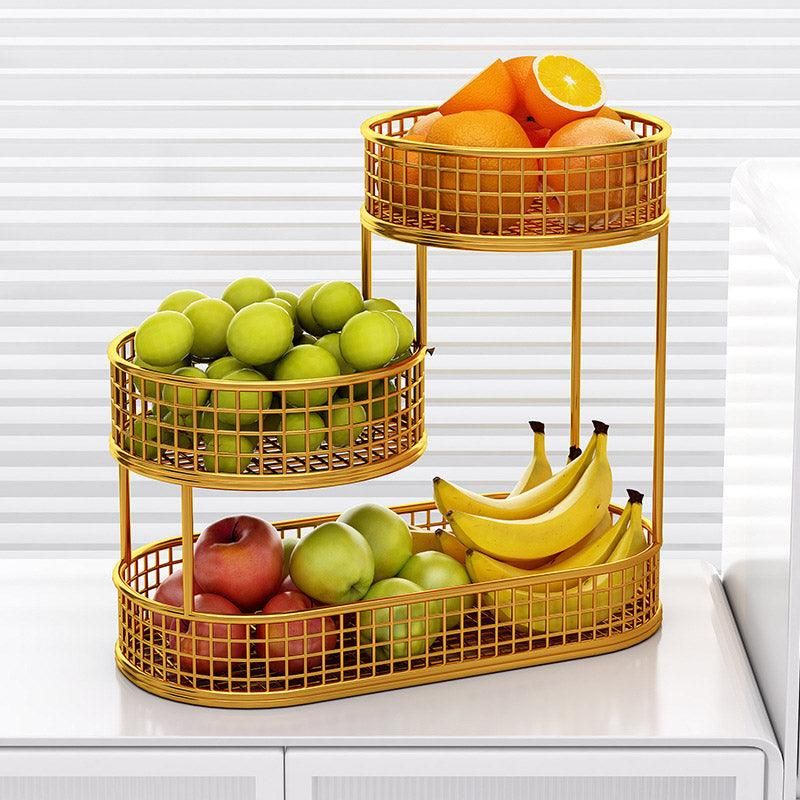 Luxury Multi-Layer Fruit Basket Snack Storage Rack Living Room Coffee Table - Gold V528-FRUIT-BASKET-GOLD-264564
