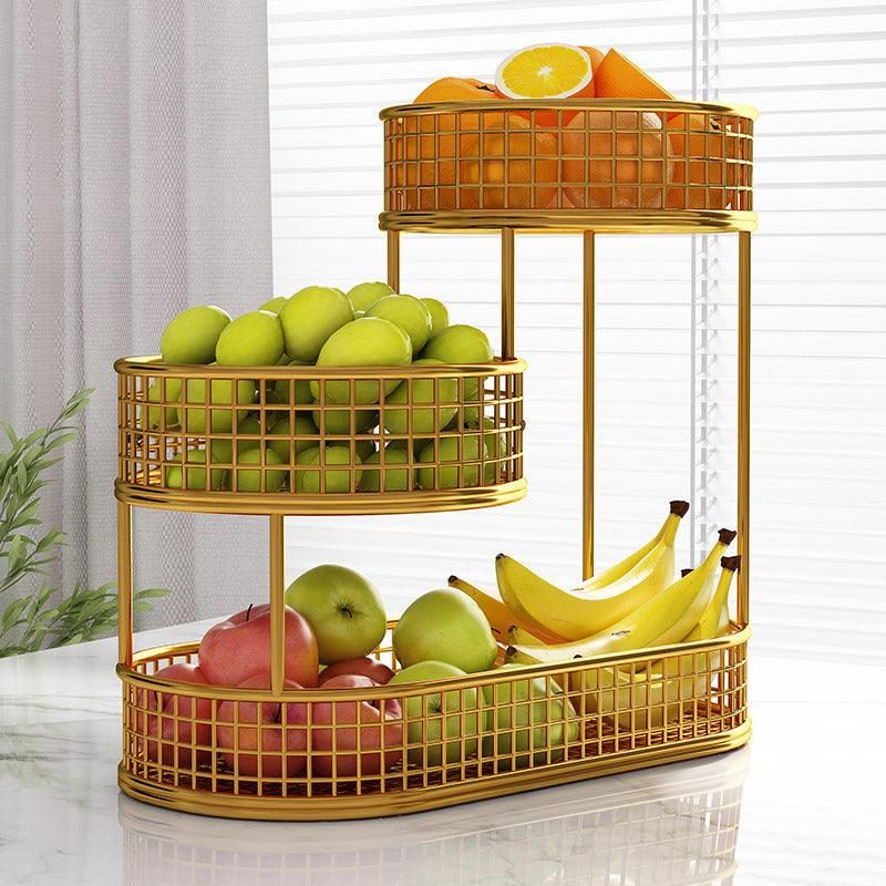Luxury Multi-Layer Fruit Basket Snack Storage Rack Living Room Coffee Table - Gold V528-FRUIT-BASKET-GOLD-264564