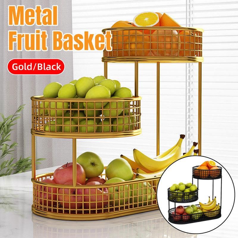 Luxury Multi-Layer Fruit Basket Snack Storage Rack Living Room Coffee Table - Gold V528-FRUIT-BASKET-GOLD-264564