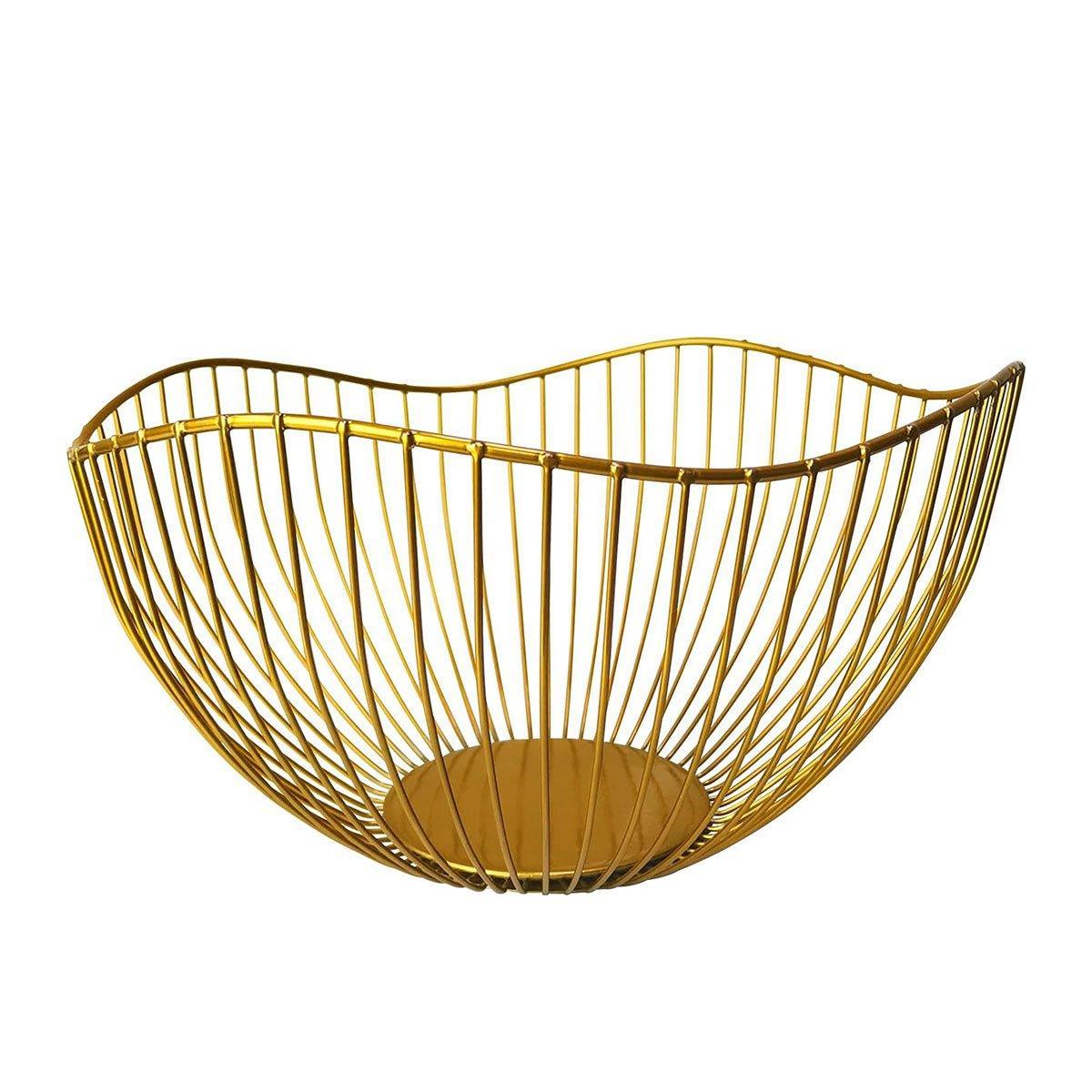 Large Iron Fruit Storage Basket Home Decor Snack Candy Plate Living Room Basket - Gold V528-FRUIT-BASKET-GOLD-720684