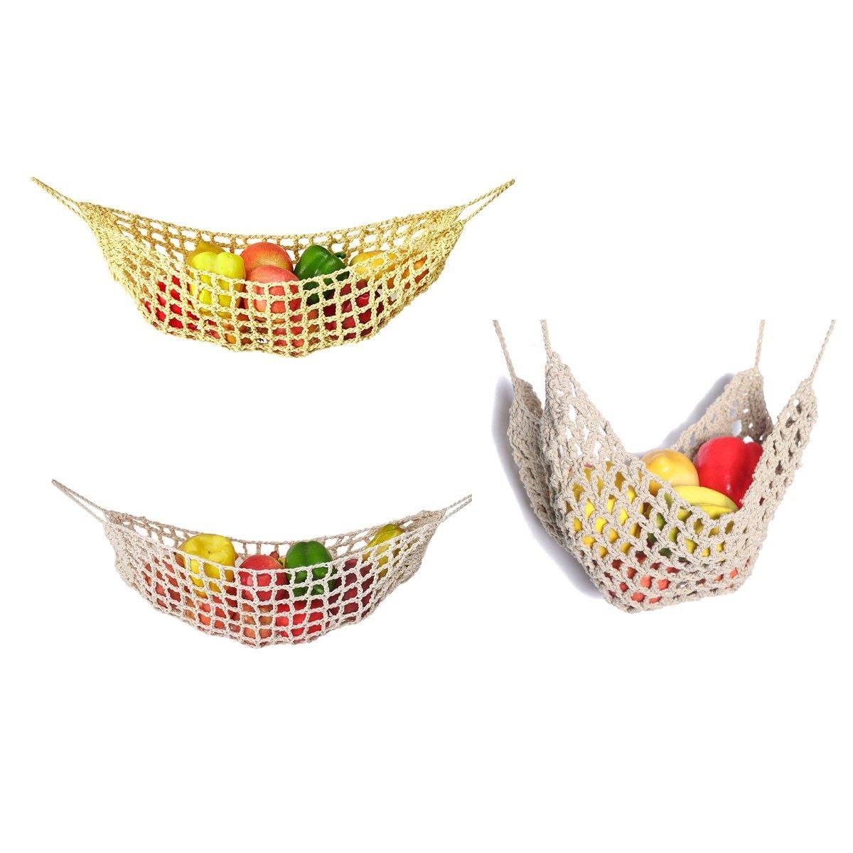 Under Desk Hanging Fruit Basket Kitchen Storage Net Home Organizer for Fruits - Yellow V528-FRUIT-BASKET-LIGHT-YELLOW-993428