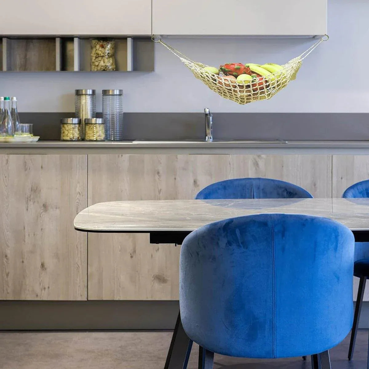 Under Desk Hanging Fruit Basket Kitchen Storage Net Home Organizer for Fruits - Yellow V528-FRUIT-BASKET-LIGHT-YELLOW-993428