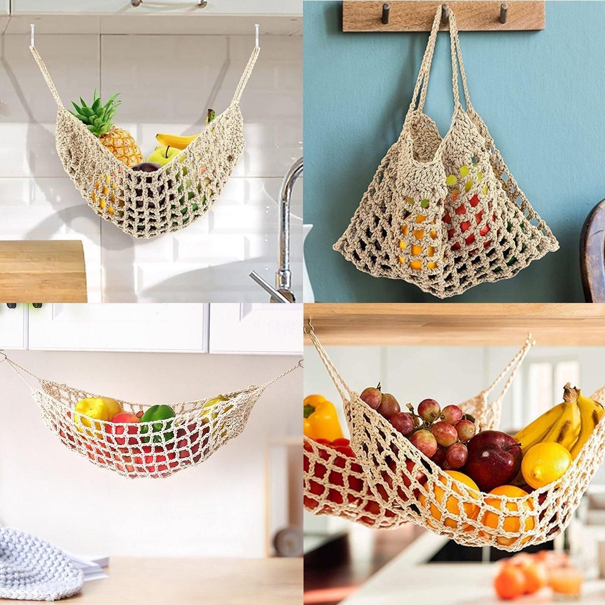 Under Desk Hanging Fruit Basket Kitchen Storage Net Home Organizer for Fruits - Yellow V528-FRUIT-BASKET-LIGHT-YELLOW-993428
