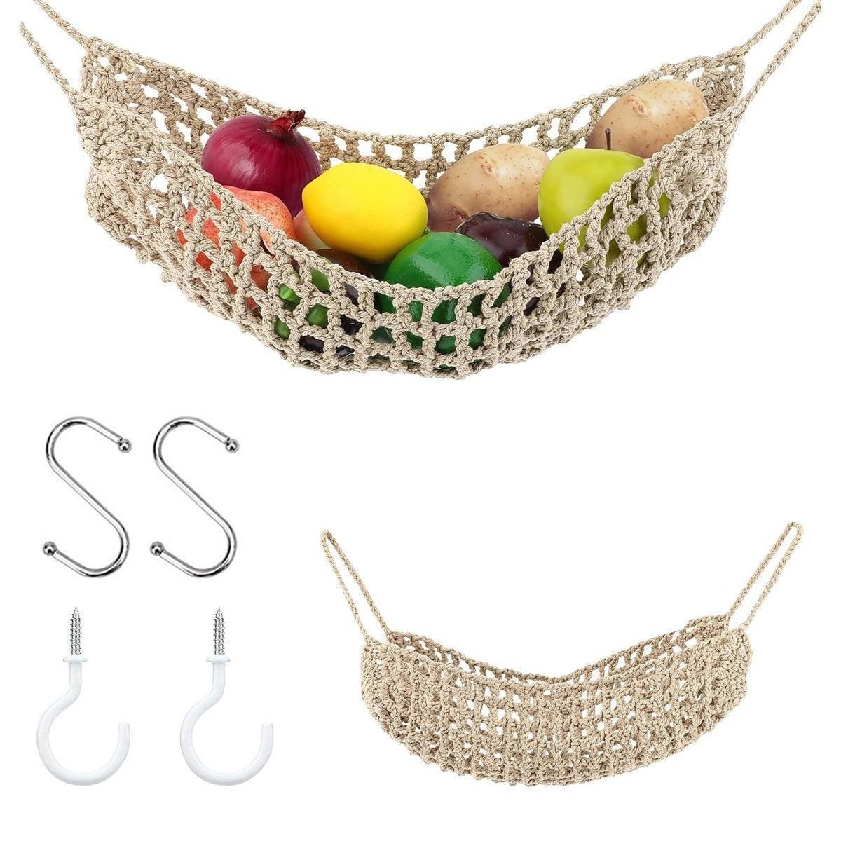 Under Desk Hanging Fruit Basket Kitchen Storage Net Home Organizer for Fruits - Yellow V528-FRUIT-BASKET-LIGHT-YELLOW-993428