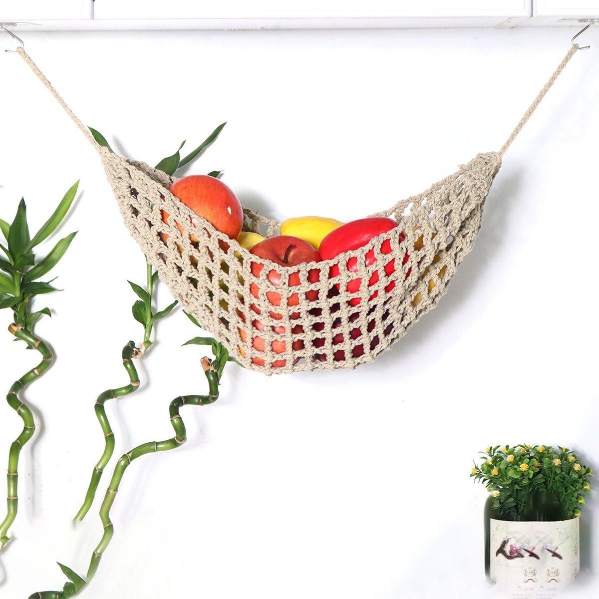 Under Desk Hanging Fruit Basket Kitchen Storage Net Home Organizer for Fruits - Yellow V528-FRUIT-BASKET-LIGHT-YELLOW-993428
