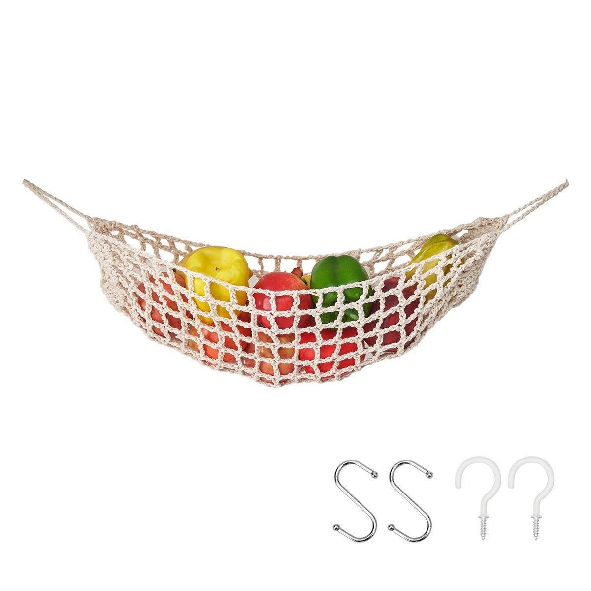 Under Desk Hanging Fruit Basket Kitchen Storage Net Home Organizer for Fruits - White V528-FRUIT-BASKET-OFF-WHITE-937826