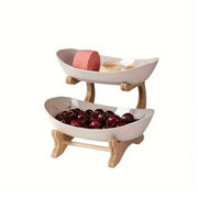 Modern Multi-layer Bamboo Fruit Snack Plate Rack Creative Living Room Plate Rack - Green V528-FRUIT-TRAY-2-LAYER-GREEN-703597