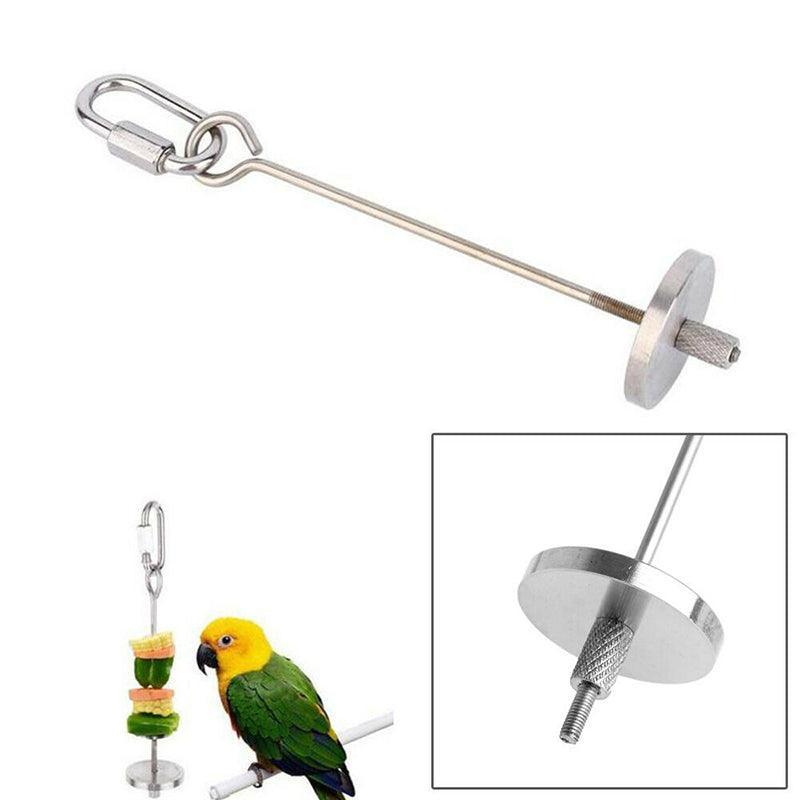 Pet Stainless Steel Bird Parrot Cage Skewer Food Meat Stick Spear Fruit Holder - 12CM V528-FRUITFORK-12CM-68256