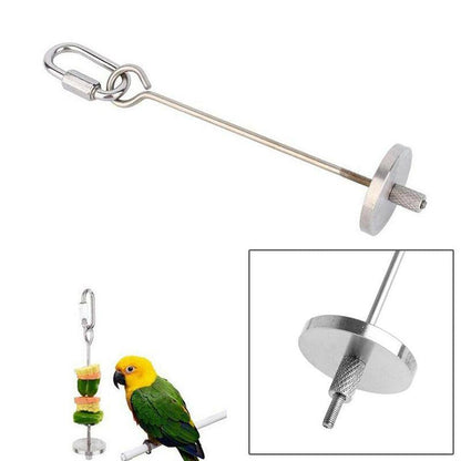 Pet Stainless Steel Bird Parrot Cage Skewer Food Meat Stick Spear Fruit Holder - 12CM V528-FRUITFORK-12CM-68256