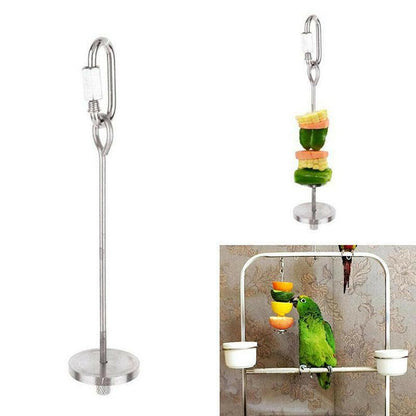 Pet Stainless Steel Bird Parrot Cage Skewer Food Meat Stick Spear Fruit Holder - 12CM V528-FRUITFORK-12CM-68256