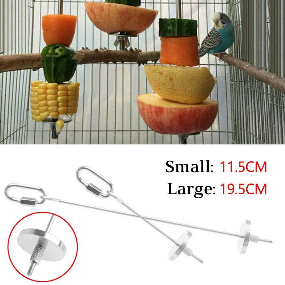 Pet Stainless Steel Bird Parrot Cage Skewer Food Meat Stick Spear Fruit Holder - 20CM V528-FRUITFORK-20CM-93554