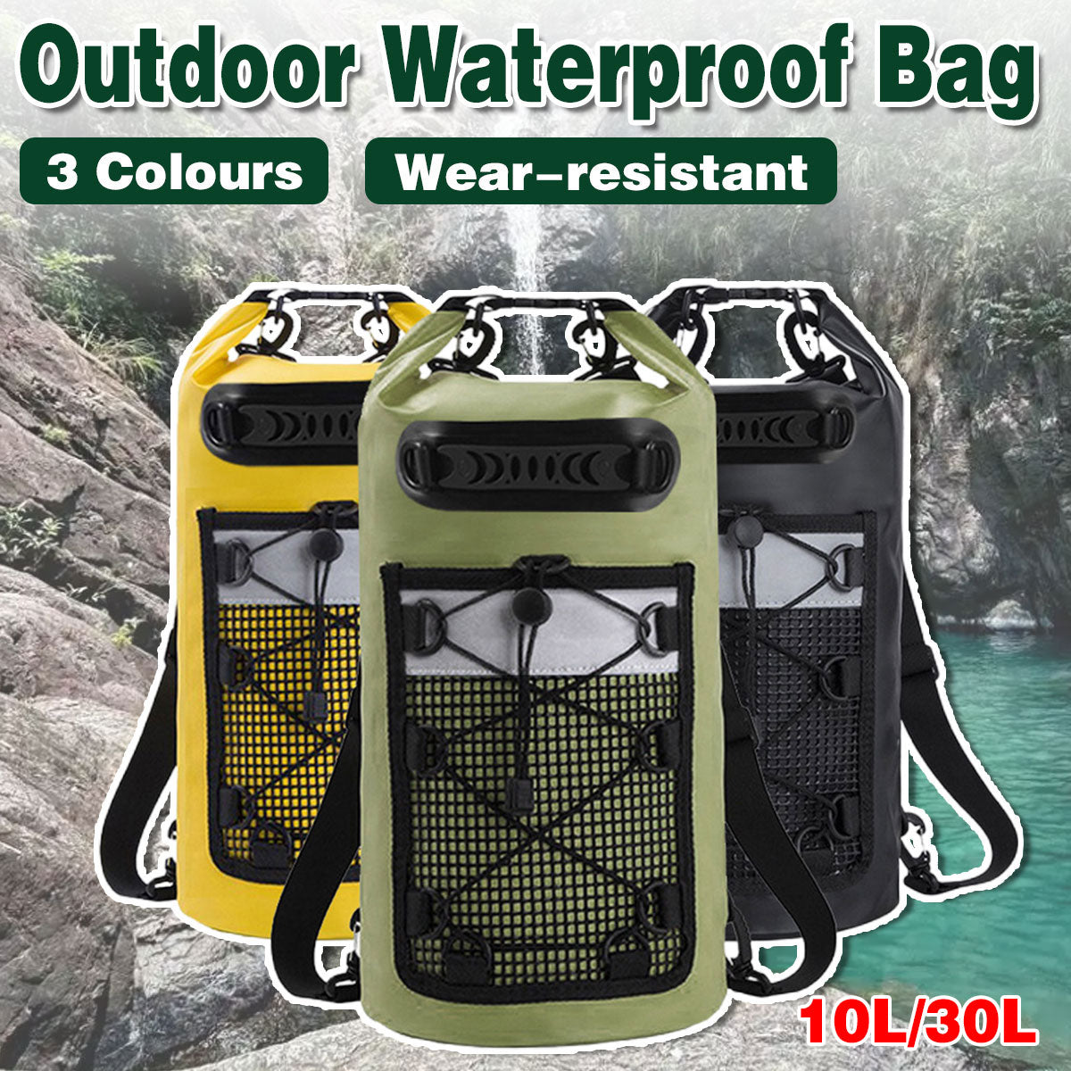 Outdoor Waterproof Dry Bag Roll Top Sack Rafting Swimming Hiking Travel Gear - Green - 30L V528-FS-BACKPACK-30L-GREEN-333480