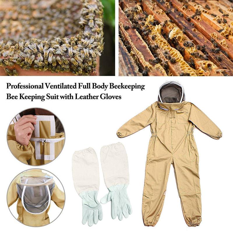 Full Beekeeping Suit Bee Suit Heavy Duty Leather Ventilated Keeping Gloves - L (with Gloves) V528-FULLBEEKEEPINGSUIT-L-612562