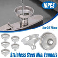 10 PCS Stainless Steel Small Funnel Set for Hip Flasks Camping Kitchen Use V528-FUNNELS-10PCS-375243