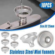 10 PCS Stainless Steel Small Funnel Set for Hip Flasks Camping Kitchen Use V528-FUNNELS-10PCS-375243
