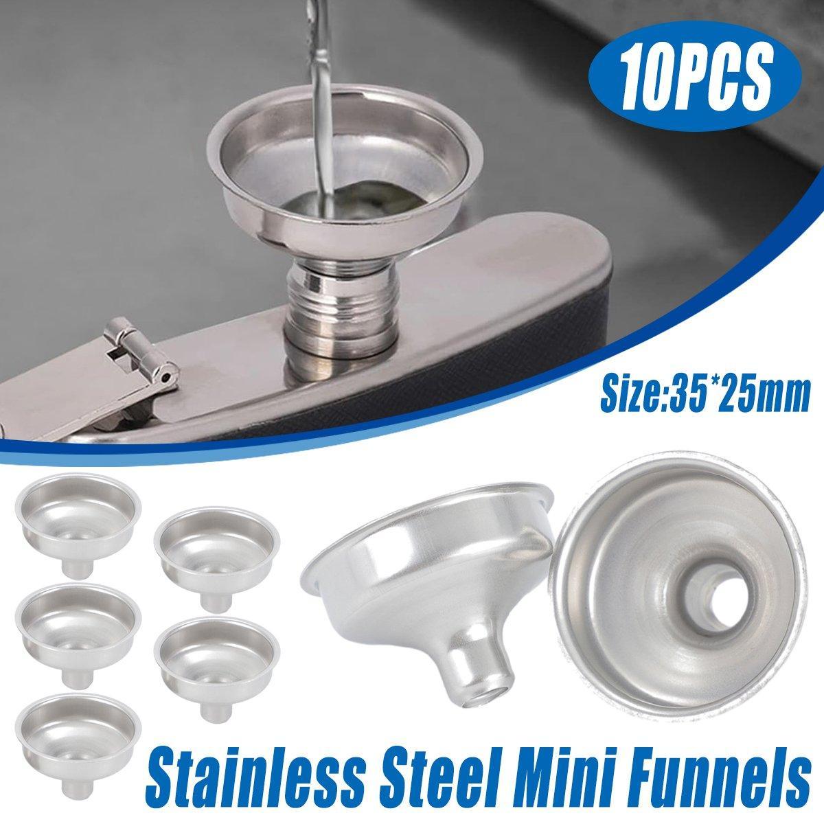 10 PCS Stainless Steel Small Funnel Set for Hip Flasks Camping Kitchen Use V528-FUNNELS-10PCS-375243