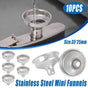 10 PCS Stainless Steel Small Funnel Set for Hip Flasks Camping Kitchen Use V528-FUNNELS-10PCS-375243
