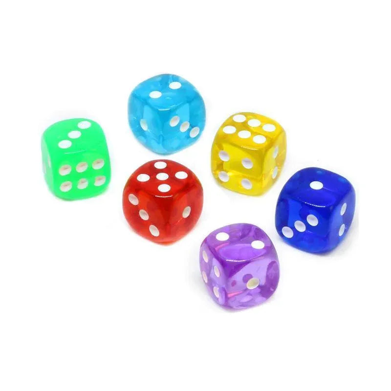 12-48PCS 6 Sided Games Dice Transparent Coloured Game Play Toy Bulk Board Game - 12PCS V528-GAMESDICE-12PCS-161861