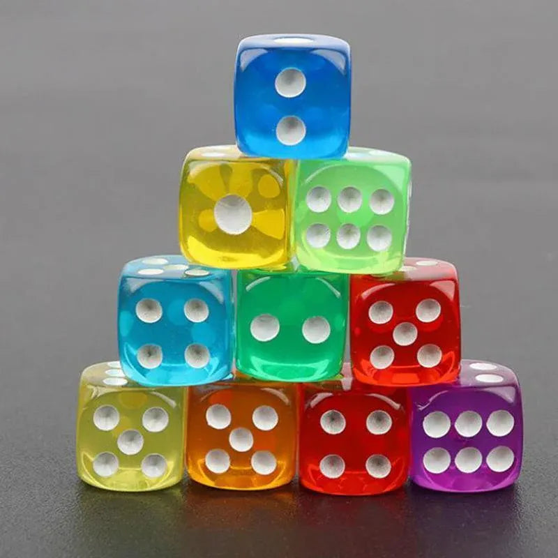 12-48PCS 6 Sided Games Dice Transparent Coloured Game Play Toy Bulk Board Game - 12PCS V528-GAMESDICE-12PCS-161861