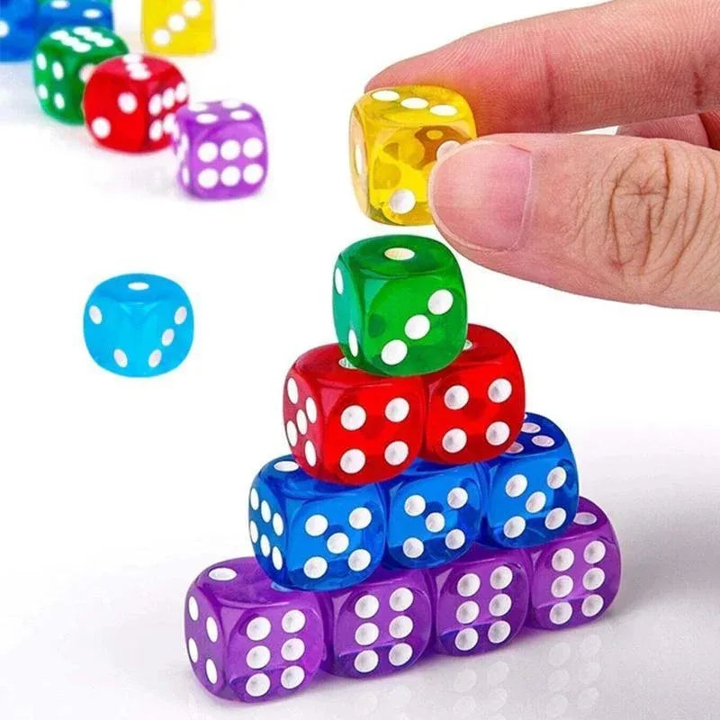 12-48PCS 6 Sided Games Dice Transparent Coloured Game Play Toy Bulk Board Game - 12PCS V528-GAMESDICE-12PCS-161861