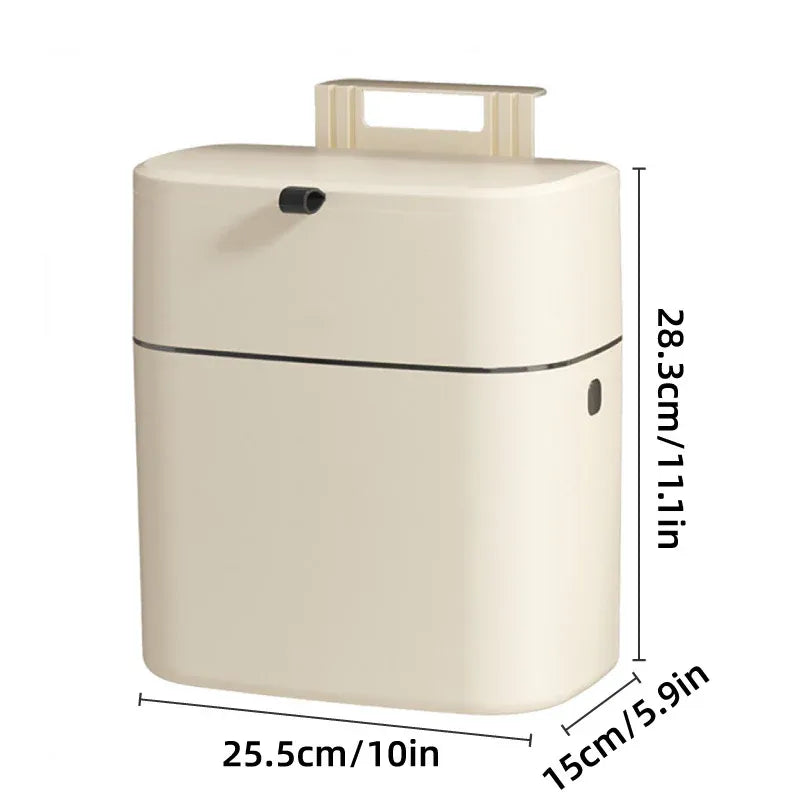 Wall Mounted Hanging Waste Bin with Lid Household Cabinet Trash Can Cream White V528-GARBAGE-27-15CM-317136
