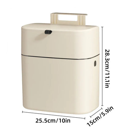 Wall Mounted Hanging Waste Bin with Lid Household Cabinet Trash Can Cream White V528-GARBAGE-27-15CM-317136