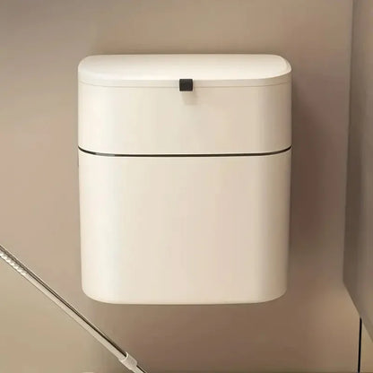Wall Mounted Hanging Waste Bin with Lid Household Cabinet Trash Can Cream White V528-GARBAGE-27-15CM-317136