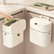 Wall Mounted Hanging Waste Bin with Lid Household Cabinet Trash Can Cream White V528-GARBAGE-27-15CM-317136