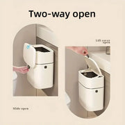 Wall Mounted Hanging Waste Bin with Lid Household Cabinet Trash Can Cream White V528-GARBAGE-27-15CM-317136