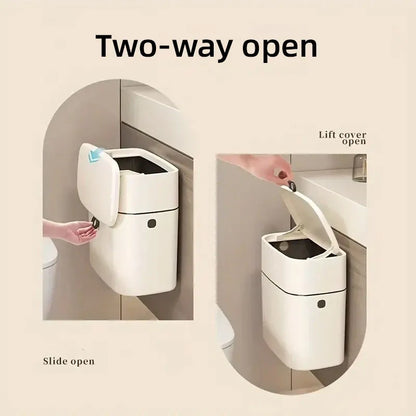 Wall Mounted Hanging Waste Bin with Lid Household Cabinet Trash Can Cream White V528-GARBAGE-27-15CM-317136