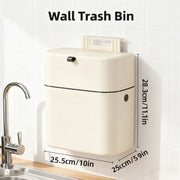 Wall Mounted Hanging Waste Bin with Lid Household Cabinet Trash Can Cream White V528-GARBAGE-27-15CM-317136