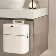 Wall Mounted Hanging Waste Bin with Lid Household Cabinet Trash Can Cream White V528-GARBAGE-27-15CM-317136