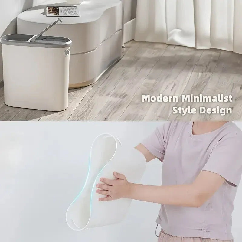 Simple Garbage Can with Lid Household Clamped Plastic Bucket Flip Lid Kitchen V528-GARBAGE-CAN-297040