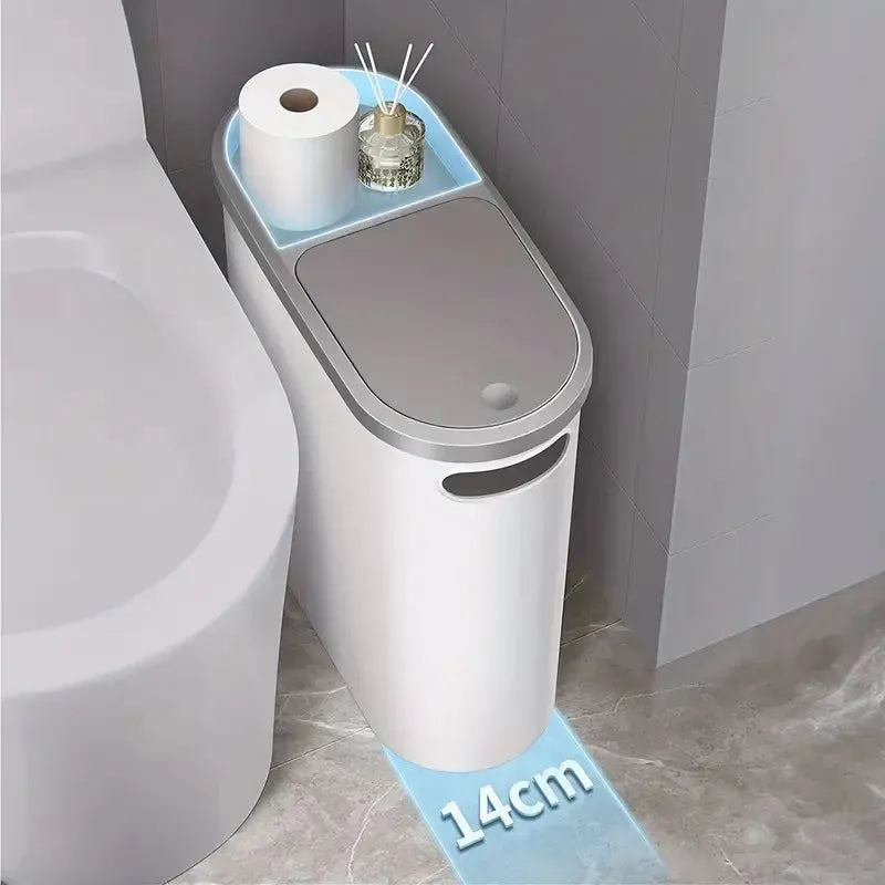 Simple Garbage Can with Lid Household Clamped Plastic Bucket Flip Lid Kitchen V528-GARBAGE-CAN-297040